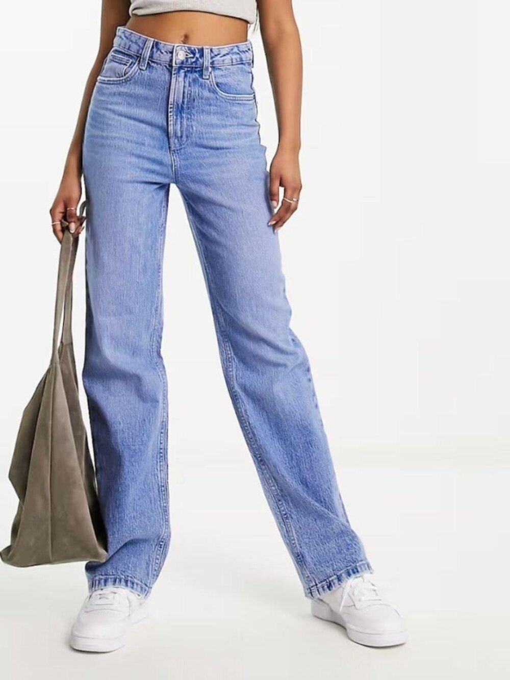 ASOS DESIGN easy straight jeans in bright mid blue